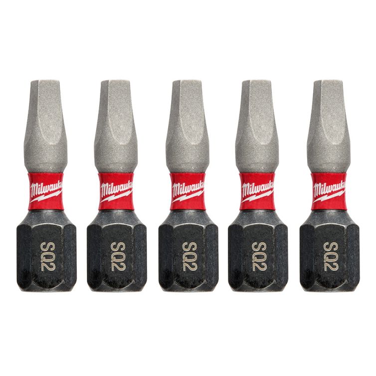 Milwaukee SHOCKWAVE Impact Square Recess #2 Insert Bits - 5 Pack