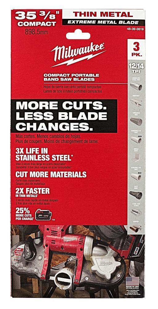 Milwaukee Extreme Thin Metal Band Saw Blades 3 pk Compact