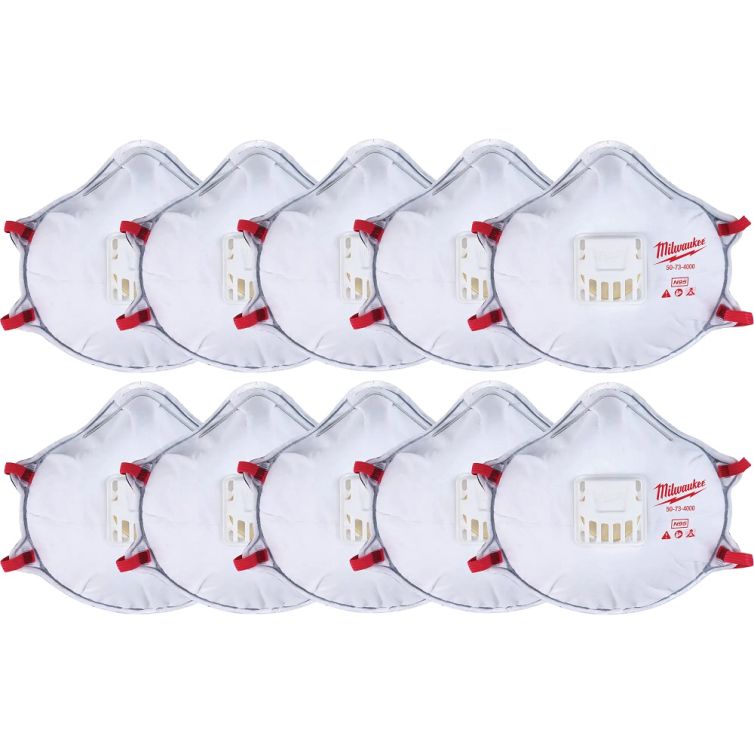 Milwaukee 10pk N95 Valved Respirators w/ Gasket