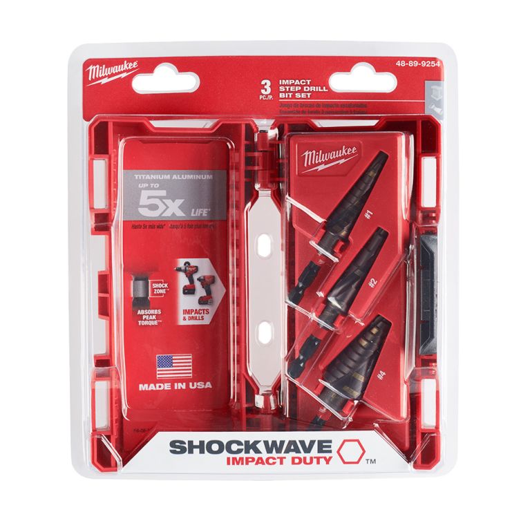 Milwaukee SHOCKWAVE Impact Duty Step Bit 3pc Set (#1, #2, #4)