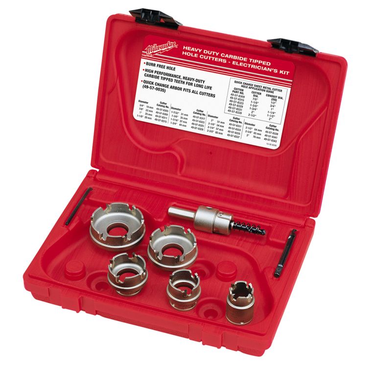 Milwaukee Electrician's Sheet Metal Carbide Cutter Kit - 7 Piece