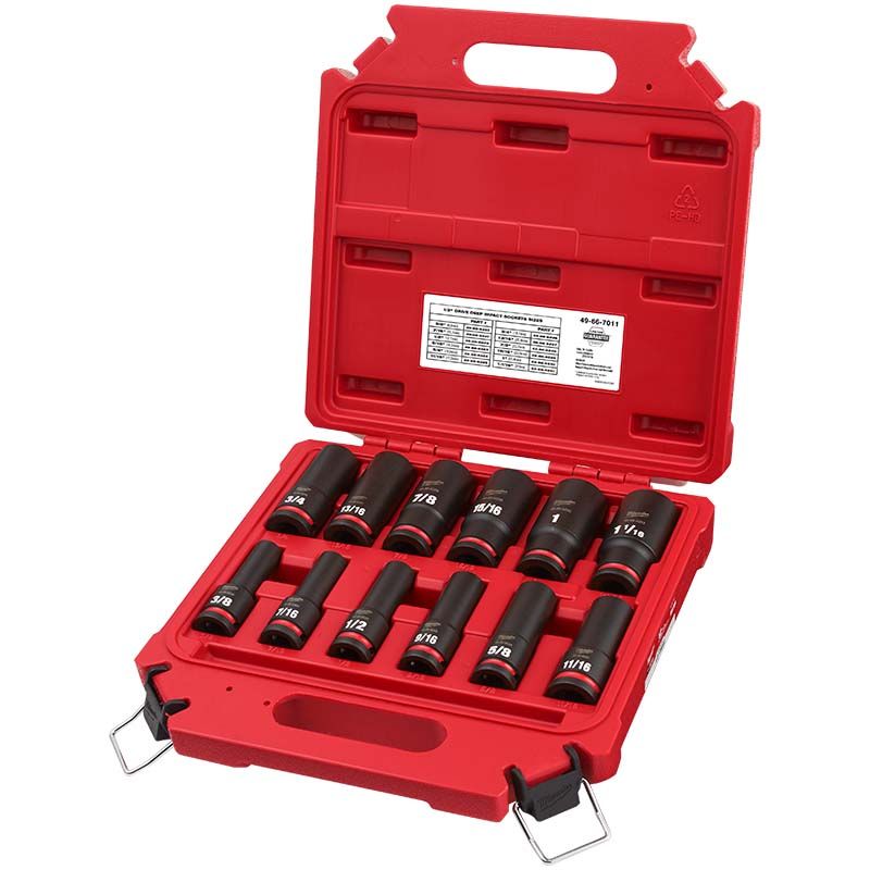 Milwaukee 12pc SHOCKWAVE Impact Duty 1/2" Drive SAE Deep 6 Point Socket Set