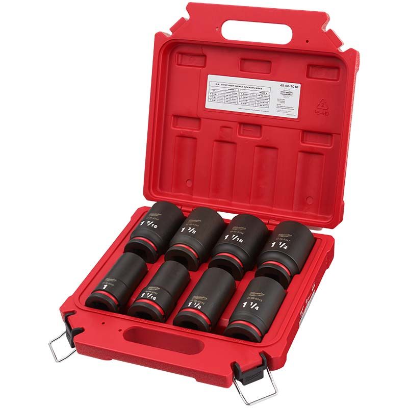 Milwaukee 8pc SHOCKWAVE Impact Duty 3/4" Drive SAE Deep 6 Point Socket Set