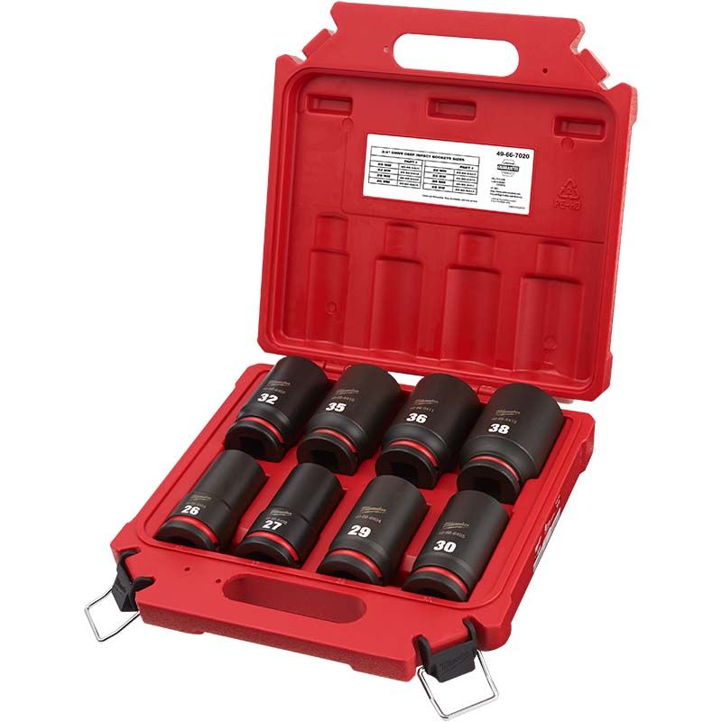 Milwaukee 8pc SHOCKWAVE Impact Duty 3/4" Drive Metric Deep 6 Point Socket Set