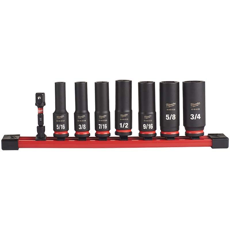 Milwaukee 8pc SHOCKWAVE Impact Duty 3/8" Drive SAE Deep 6 Point Socket Set