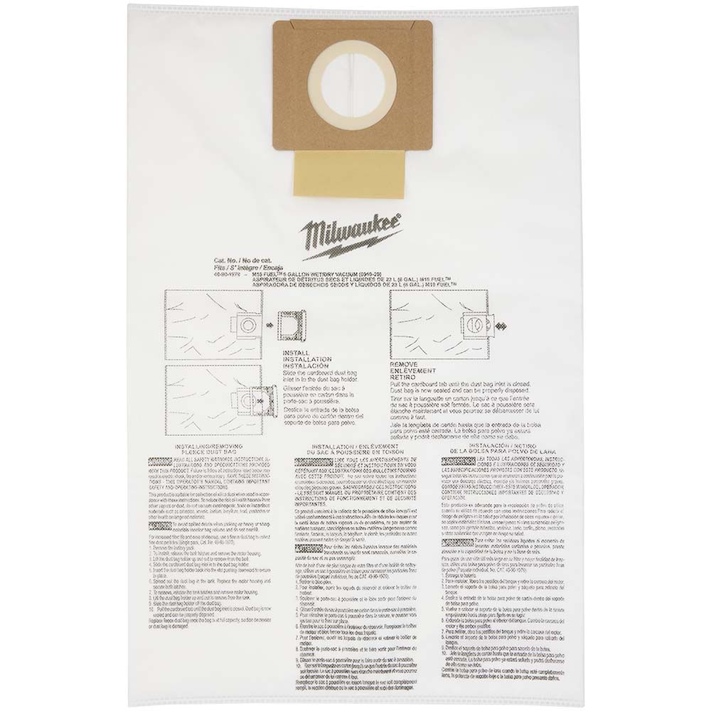 Milwaukee Fleece Dust Bags (5PK) - 6 Gallon