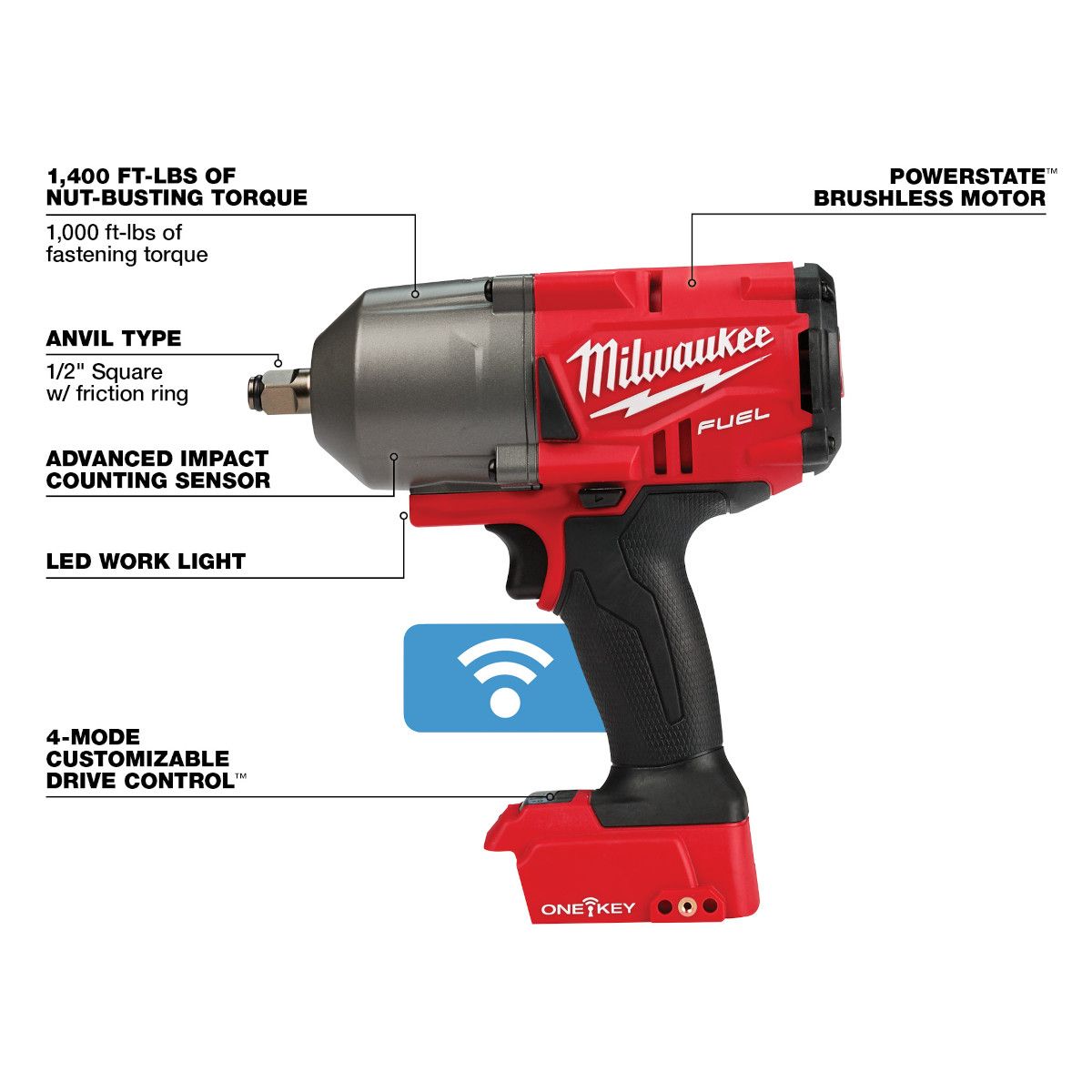 Milwaukee M18 FUEL w/ ONE-KEY High Torque Impact Wrench 1/2" Friction Ring