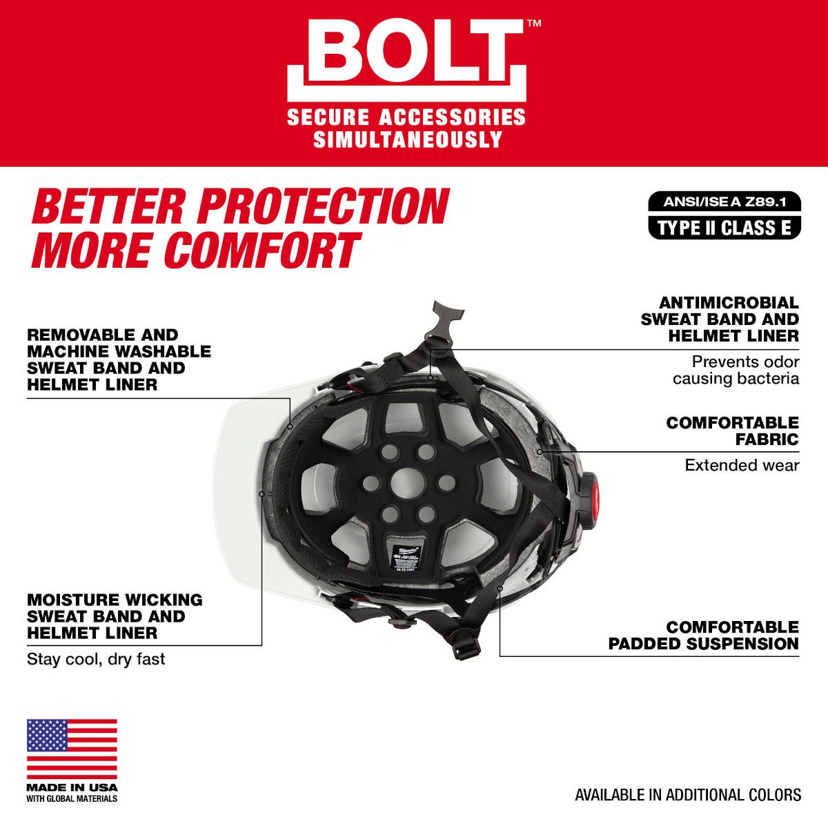 Milwaukee 48-73-1333 BOLT Front Brim Type 2 Class E Safety Helmet - Orange