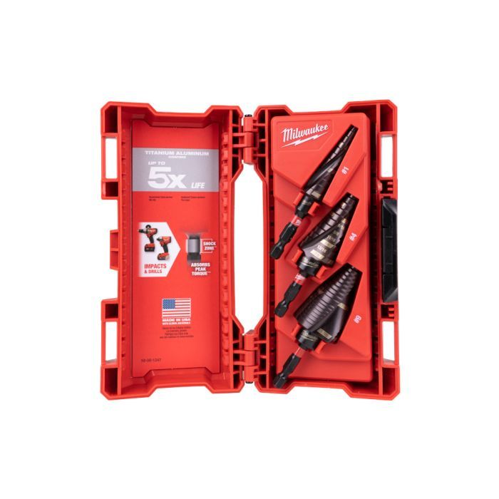 Milwaukee SHOCKWAVE Impact Duty Step Bit 3pc Set (#1, #2, #4)