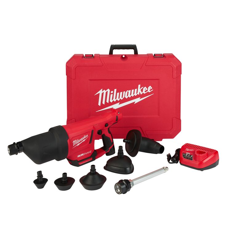 Milwaukee M12 12 Volt Lithium-Ion Cordless AIRSNAKE Drain Cleaning Air Gun Kit-B
