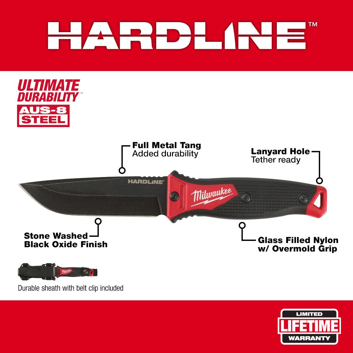 Milwaukee 5 in. HARDLINE Fixed Blade Knife