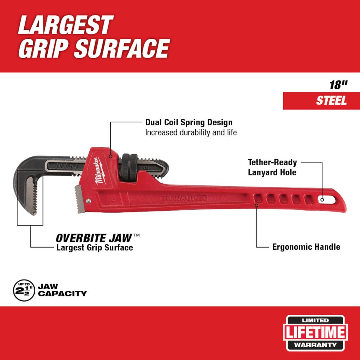 Milwaukee 18 in. Steel Pipe Wrench