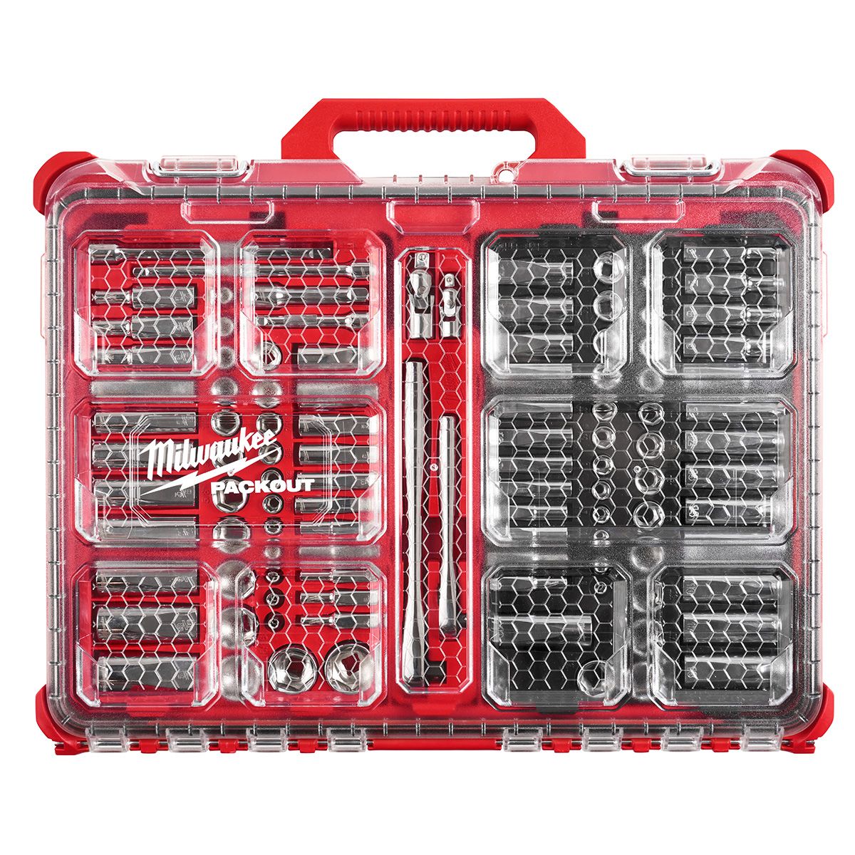 Milwaukee 1/4" & 3/8" Ratchet and Socket Set in PACKOUT - SAE & Metric - 106pc