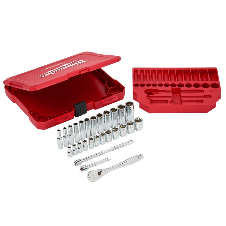 Milwaukee 1/4 in. Drive Ratchet & Socket Set - Metric - 28 Piece