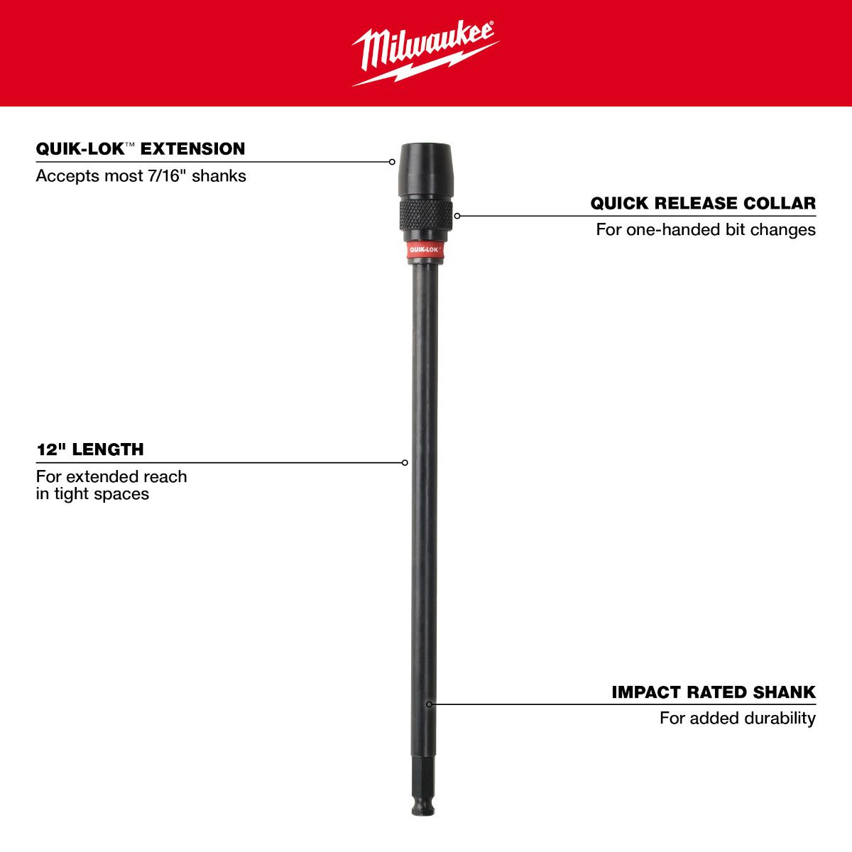 Milwaukee 6 in. x 1/4 in. Universal QUIK-LOK Extension