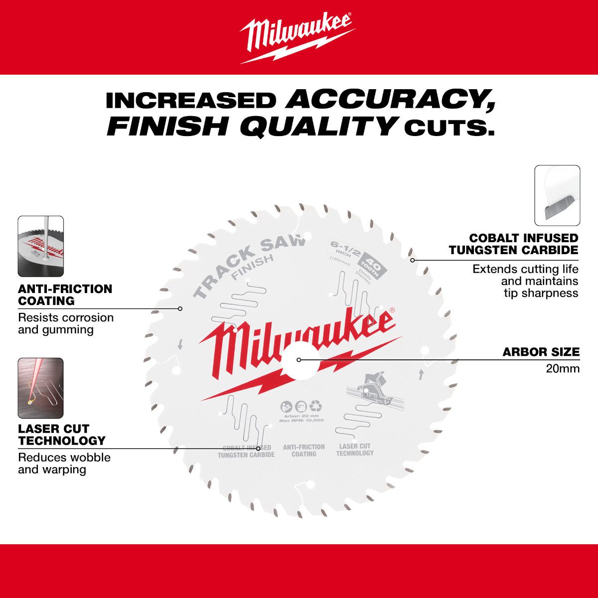 Milwaukee 6-1/2” 40T Finish Track Saw Blade