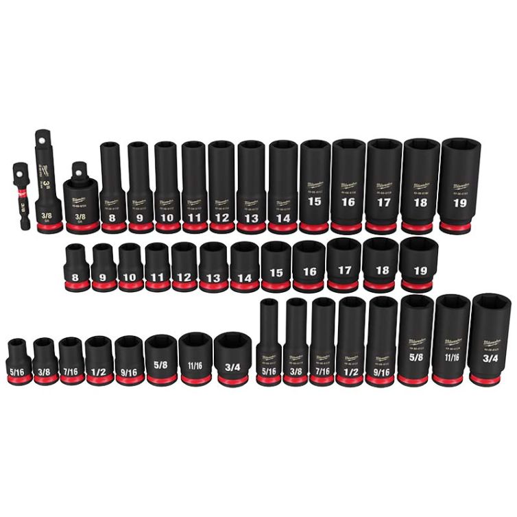 Milwaukee 43pc SHOCKWAVE Impact Duty 3/8" Drive SAE & Metric Deep 6 Point Socket Set
