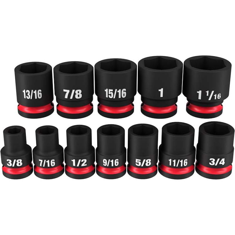 Milwaukee 12pc SHOCKWAVE Impact Duty 1/2" Drive SAE Standard 6 Point Socket Set