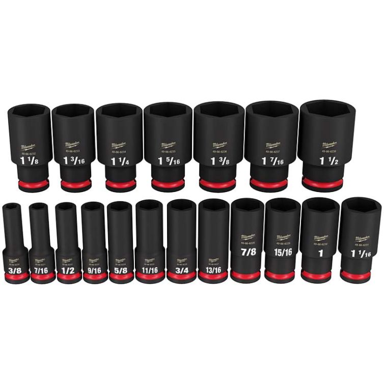 Milwaukee 19pc SHOCKWAVE Impact Duty 1/2" Drive SAE Deep 6 Point Socket Set
