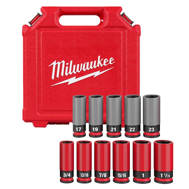 Milwaukee SHOCKWAVE Impact Duty 1/2 Drive SAE & Metric 11PC Lug Nut Wheel Socket Set
