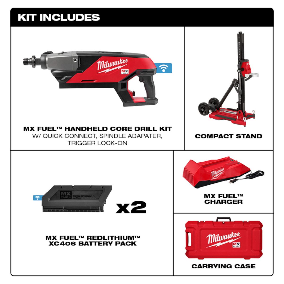 Milwaukee MX FUEL Lithium-Ion Cordless Handheld Core Drill Kit w/ Stand