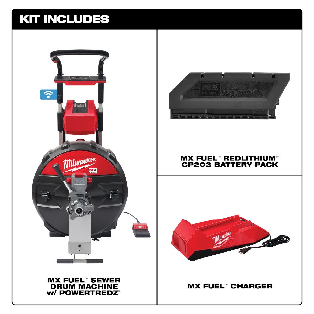 Milwaukee MX FUEL Lithium-Ion Cordless Sewer Drum Machine W/ POWERTREDZ