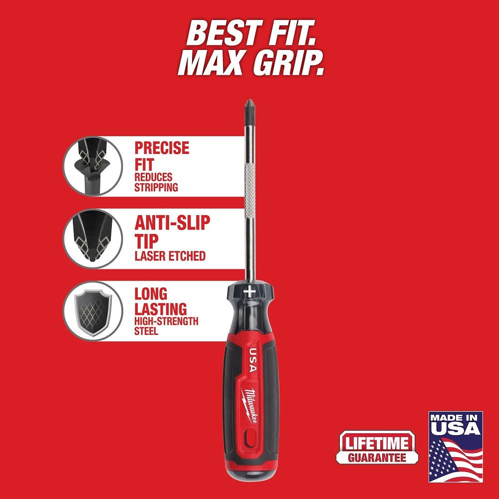 Milwaukee 6PC Cushion Grip Screwdriver Set (USA)