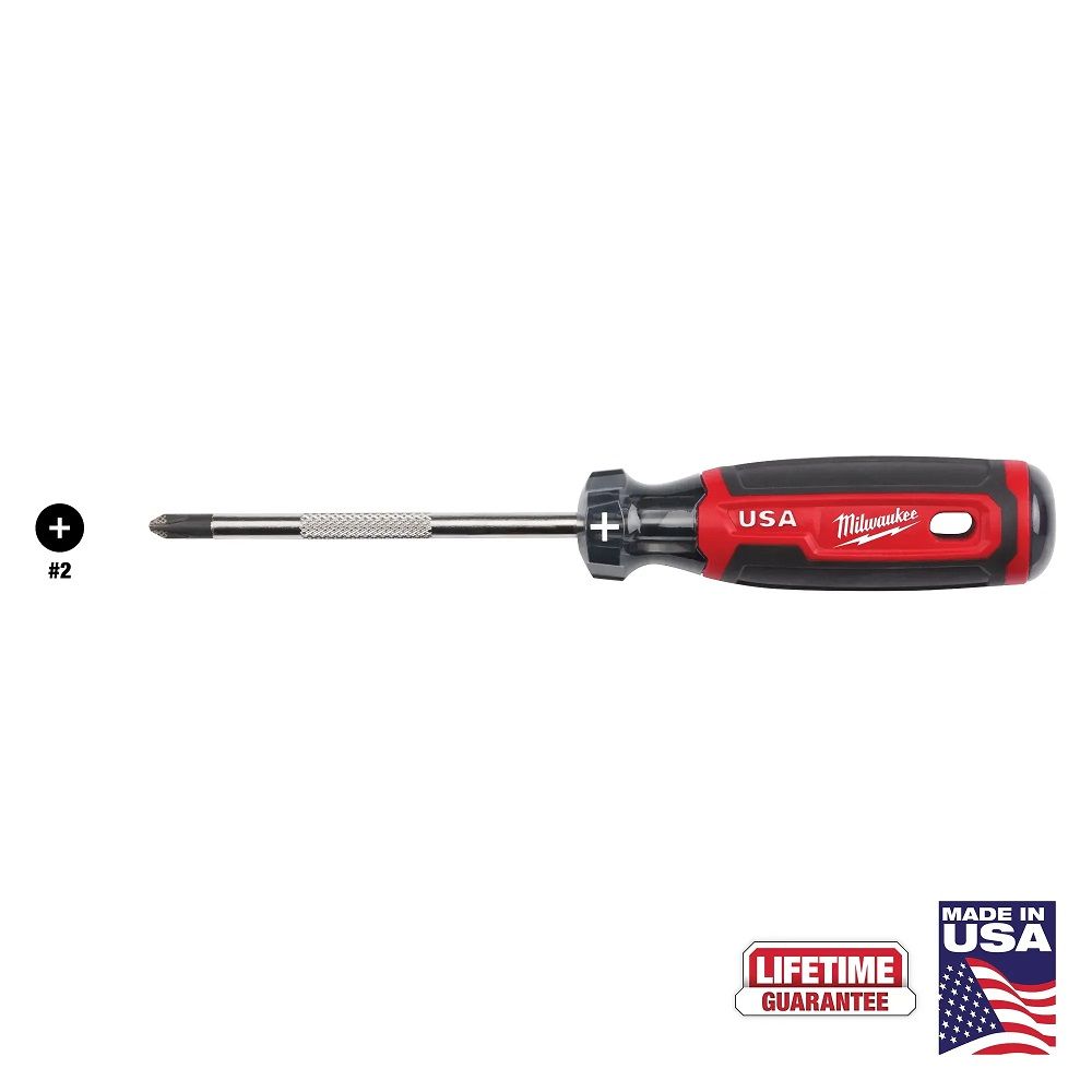 Milwaukee #2 Phillips 4" Cushion Grip Screwdriver (USA)
