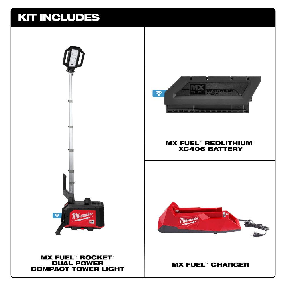 Milwaukee MX FUEL ROCKET Dual Power Compact Tower Light Kit