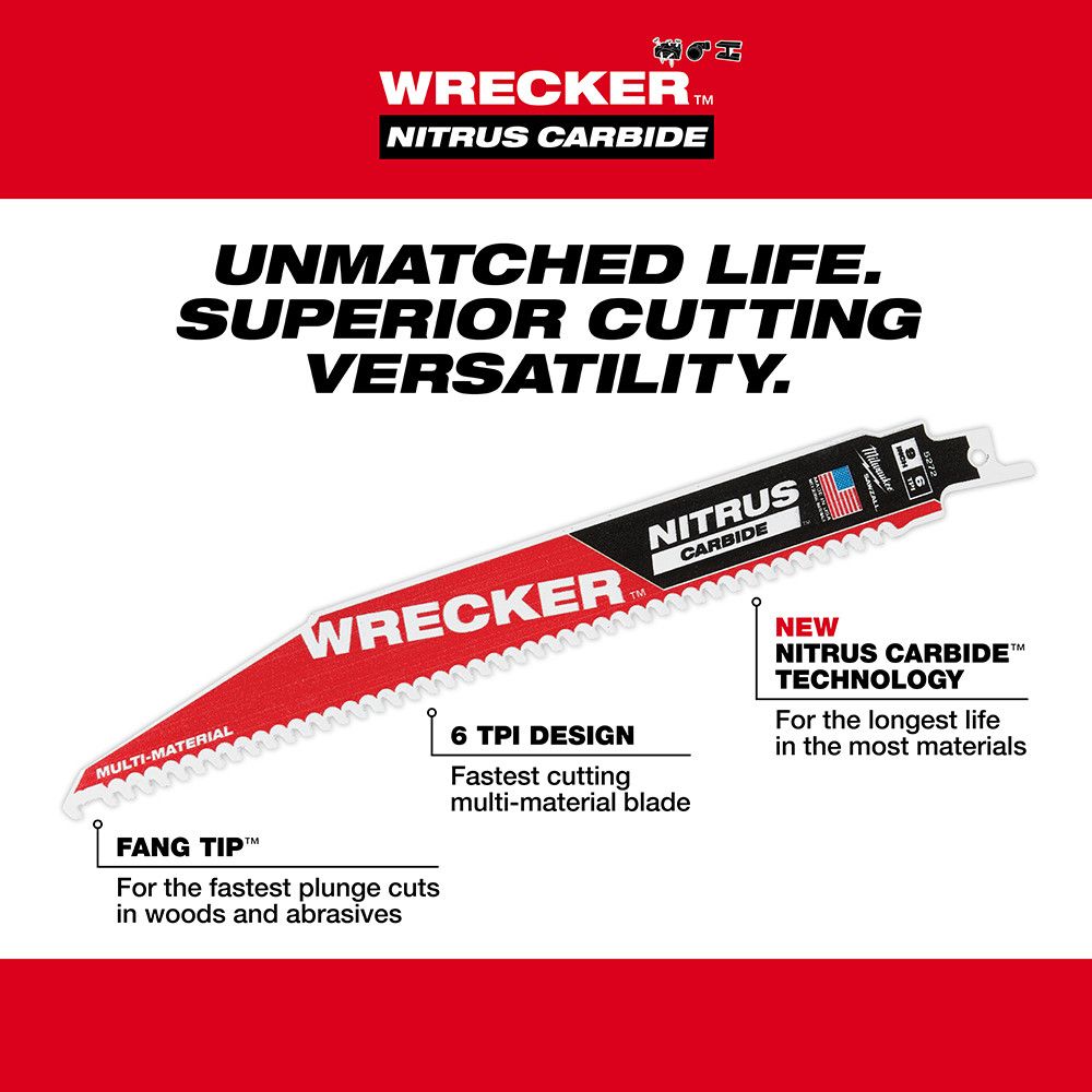 Milwaukee 9" The WRECKER with NITRUS CARBIDE 1PK